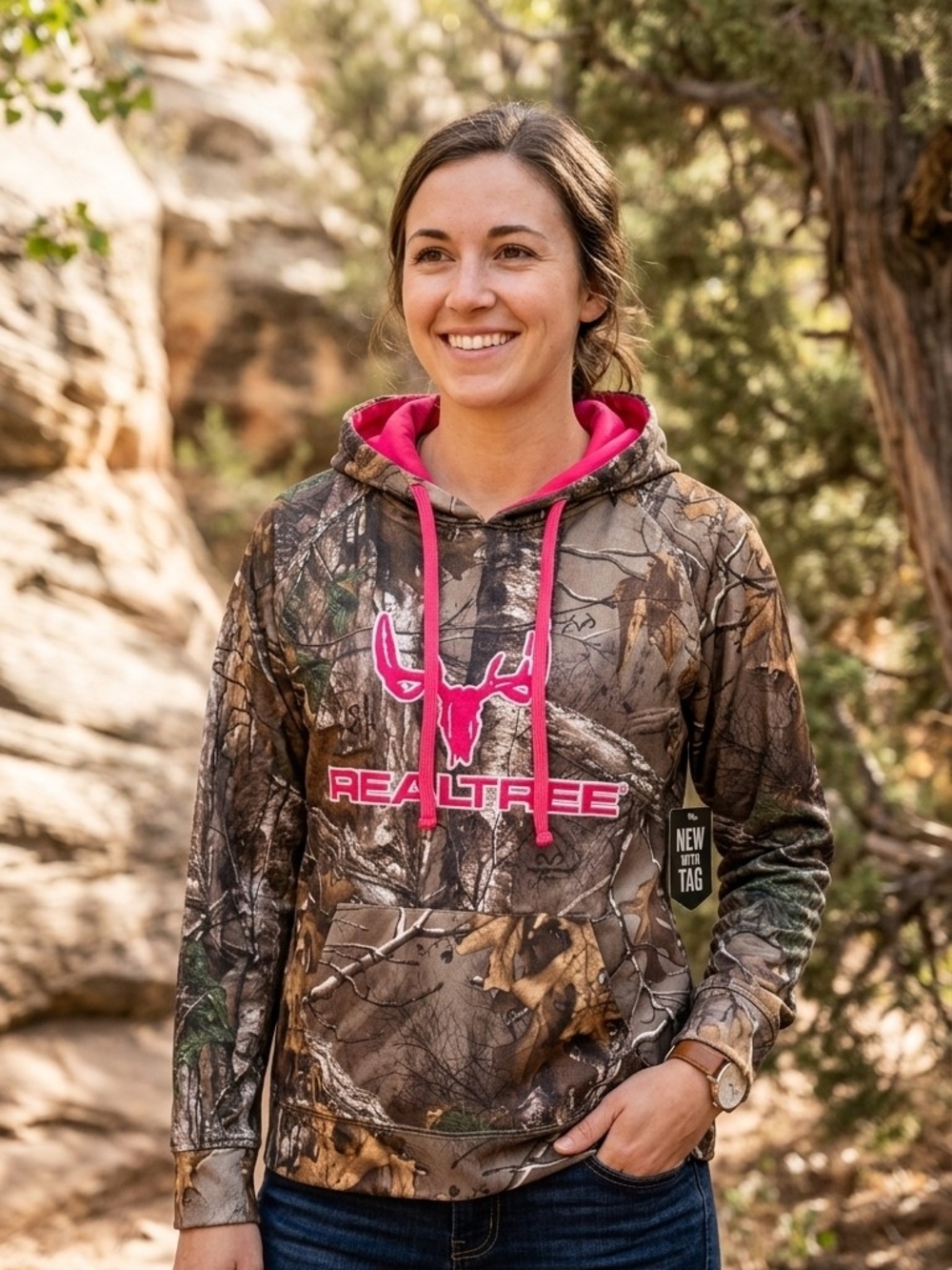 Realtree Women's Camo Hoodie with Pink Logo